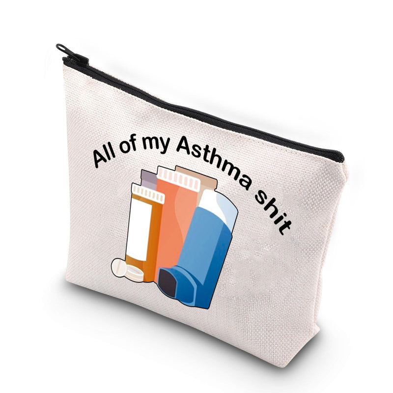 VAMSII Asthma Fighter Gift Inhaler Travel Bag All My Asthma Shit Awareness Medication Bag Asthma Inhaler Zipper Bag