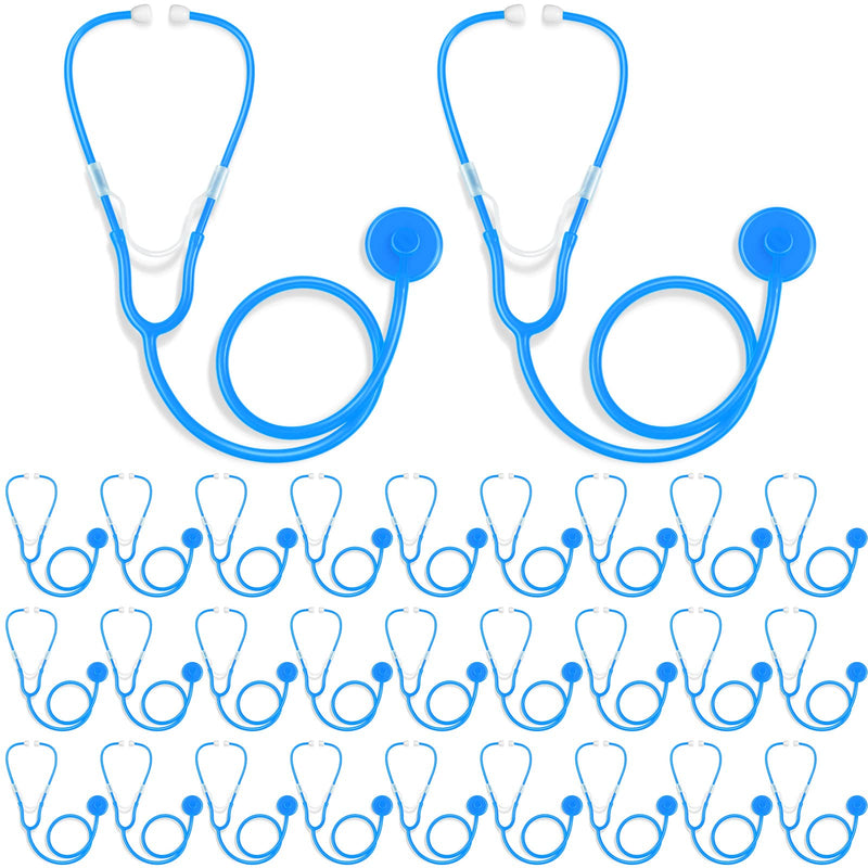[Australia - AusPower] - Hanaive 30 Pack Kids Stethoscope Toy Disposable Stethoscope Bulk Real Working Nursing Doctor Pretend Game Nurse Costume Accessories for Kids School Career Day Grad Party(Blue) Blue 