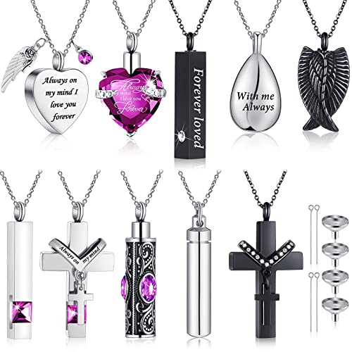 Jexine 10 Pcs Urn Necklace Cremation Jewelry for Men Purple