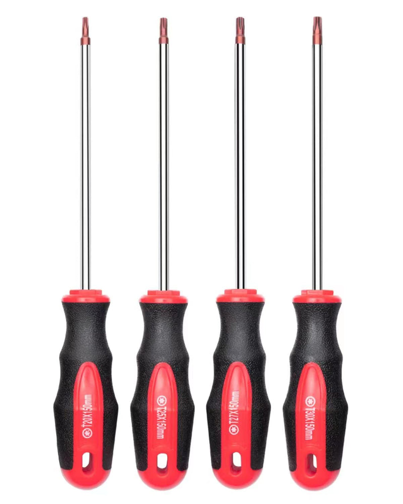 [Australia - AusPower] - ROTATION 4PCS Magnetic Tip Torx Screwdriver Set, 4 Torx Star Screwdrivers, T20, T25, T27, T30, Red Tip | Red, Gloss, S2 Steel Red_4pc 