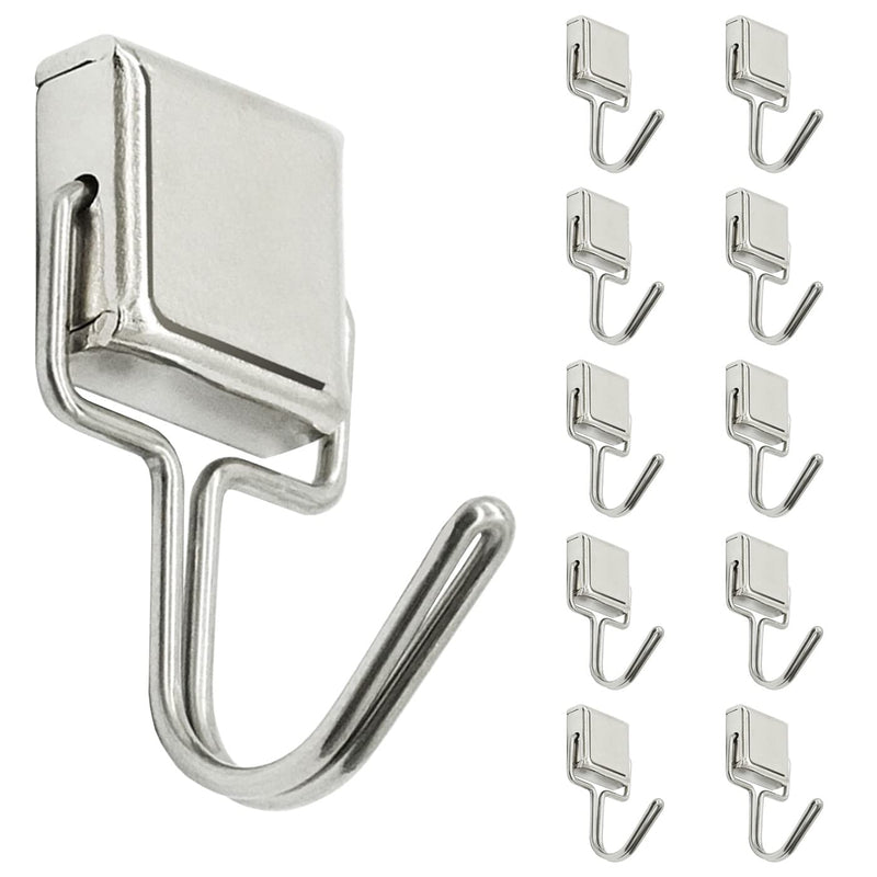 10PCS Small Magnetic Hooks,14lbs Super Strong Magnets with Hooks for Hanging,Cruise,Fridge,Refrigerator (Silver-D/16mm) 10pcs-16mm Silver