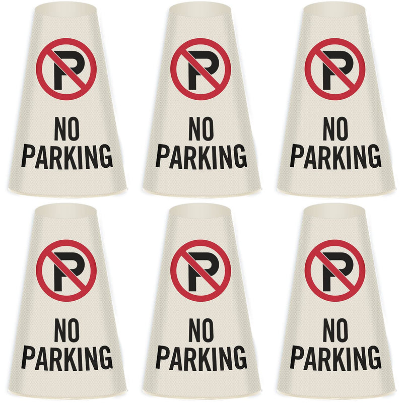 SmartSign 6-Pack "No Parking" Reflective Cone Message Sleeve Collar with Symbol, 360-Degree Visibility, Non-Adhesive Vinyl Signs for Traffic Safety Cones, 3-Side Print [Cone Not Included] Pack of 6 No Parking