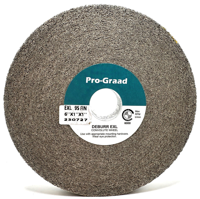 [Australia - AusPower] - EXL Deburring Wheel - 6" x 1" x 1" 9S Fine Grit - Silicon Carbide - Metal Deburring, Finishing and Polishing Wheel - Convolute - 05132 - (1 Pack) 1.0 