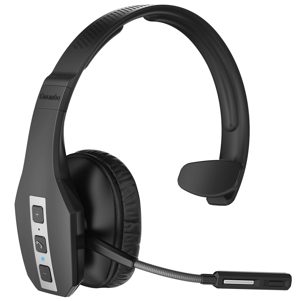 [Australia - AusPower] - Trucker Bluetooth Headset V5.1, CVC8.0 Three Microphone Noise Cancelling & 35Hrs HD Talktime Hands-Free Wireless Headset, On Ear Bluetooth Headphones with Mute Button for Driver Cell Phones Business 