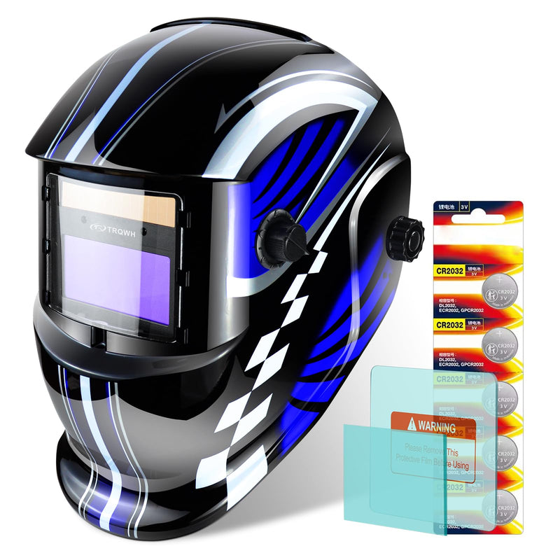 TRQWH Welding Hood Auto Darkening Welding Helmet with Light True Color 1/1/1/2 Top Optical Clarity Wide Shade 9-13 Welding Mask with Grinding Weld Helmet (TRQ-HD01) KTS-HD01