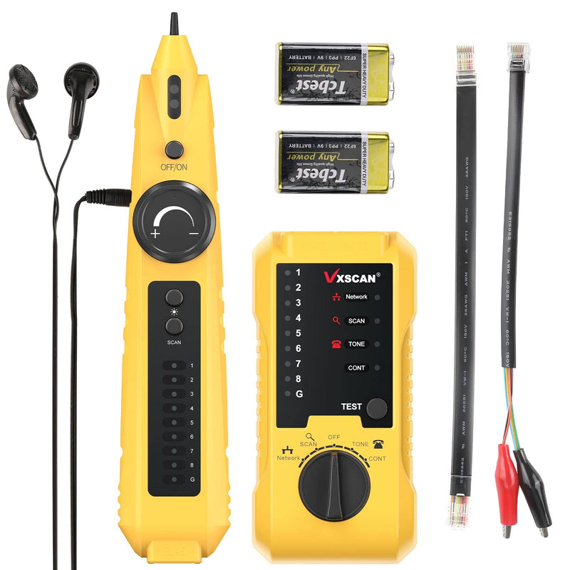 [Australia - AusPower] - Network Cable Tester, VXSCAN Cable Tester Line Finder Wire Tracer for Cat5 Cat6 Test, Ethernet/Telephone Cable with Earphone for RJ11 RJ45 Continuity Checking, LAN Network Cable Collation 