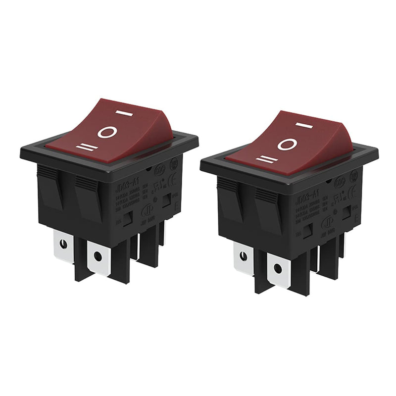 [Australia - AusPower] - JD 2pcs 30A 125V/250V AC Large Current Rocker Switch ON/Off Switch 4Pins Toggle Switch with UL Certificate (Red 6pis)… Red 6pins 
