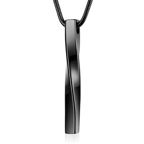 abooxiu Cremation Jewelry for Ashes Twist Ashes Necklace Urn Necklace for Ashes Cremation Necklace Stainless Steel Urn Pendant Memorial Keepsake for Women Men Black Non-engraving