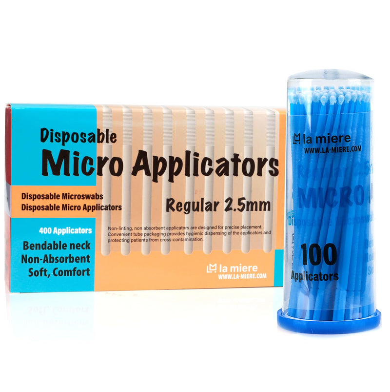 [Australia - AusPower] - 400Pcs/Box Bendable Dental Microbrush Applicator, Disposable Micro Brushes International Regular 2.5mm Blue 