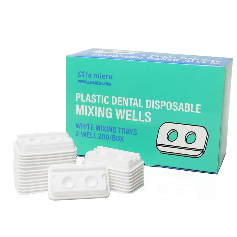 [Australia - AusPower] - 200 PCS Dental Disposable 2 Hole Mixing Wells, PMU Practice Kit, PMU Ink Tray, Microblading & PMU Pigments, Pigment Cups, Microblading Supplies (White, 200) 200P, White 