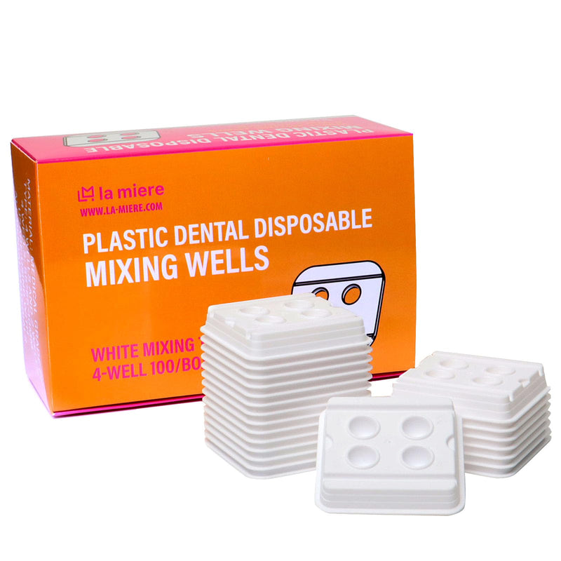 [Australia - AusPower] - 100 PCS Dental Disposable 4 Hole Mixing Wells, PMU Practice Kit, PMU Ink Tray, Microblading & PMU Pigments, Pigment Cups, Microblading Supplies (White, 100) 100P, White 