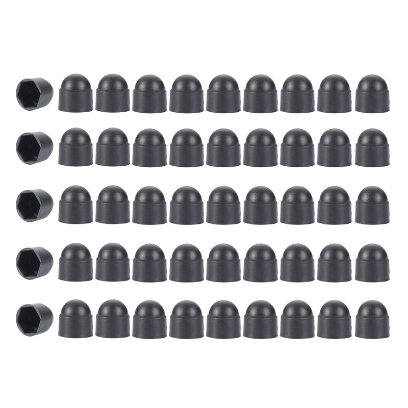 [Australia - AusPower] - Hex Nut Cover, 50 Pcs Plastic Nut Caps Dome Bolt Protection Caps Cover for Bolts, Hex Hexagon Screws, No Thread, (Black, M10x17 x20.5mm) M10*17*20.5mm Black 