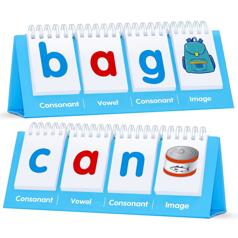 [Australia - AusPower] - CVC Word Flip Chart, Double Sided Word Flip 40 Short Vowel Words Freestanding Flip Chart Consonant Vowel Consonant Word Flashcards Word Builder Activity Educational Learning Tool for School Supplies CVC Word 