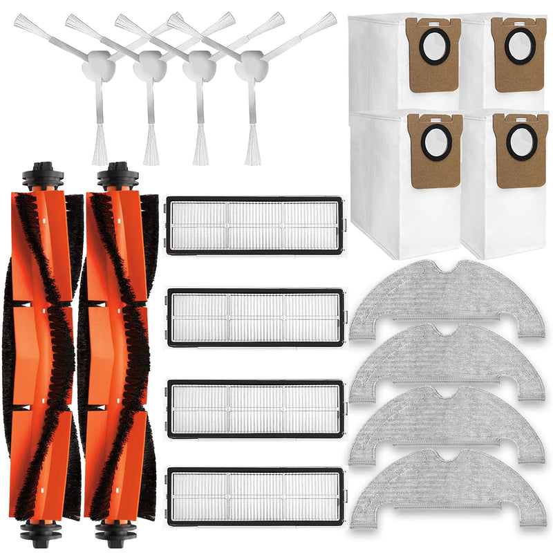 [Australia - AusPower] - 18-Piece D10 Plus Accessories Kit Compatible with DreameBot D10 Plus (RLS3D) / Dreame D10 Plus Robot Vacuum Replacement Parts, 2 Main Brushes, 4 Side Brushes, 4 HEPA Filters, 4 Mop Pads, 4 Dust Bags 