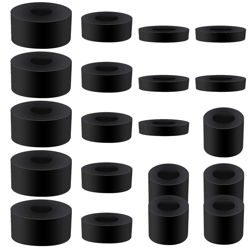 [Australia - AusPower] - 20 Pack Thick Rubber Washers Round Rubber Spacer, 4 Sizes Rubber Bushing Black Rubber Spacers Flat Washers 