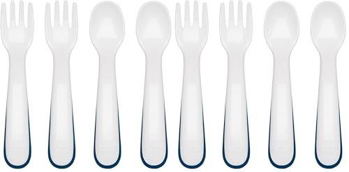 OXO Tot Plastic Fork & Spoon Multipack - Navy, 4 Piece Set (Pack of 2)