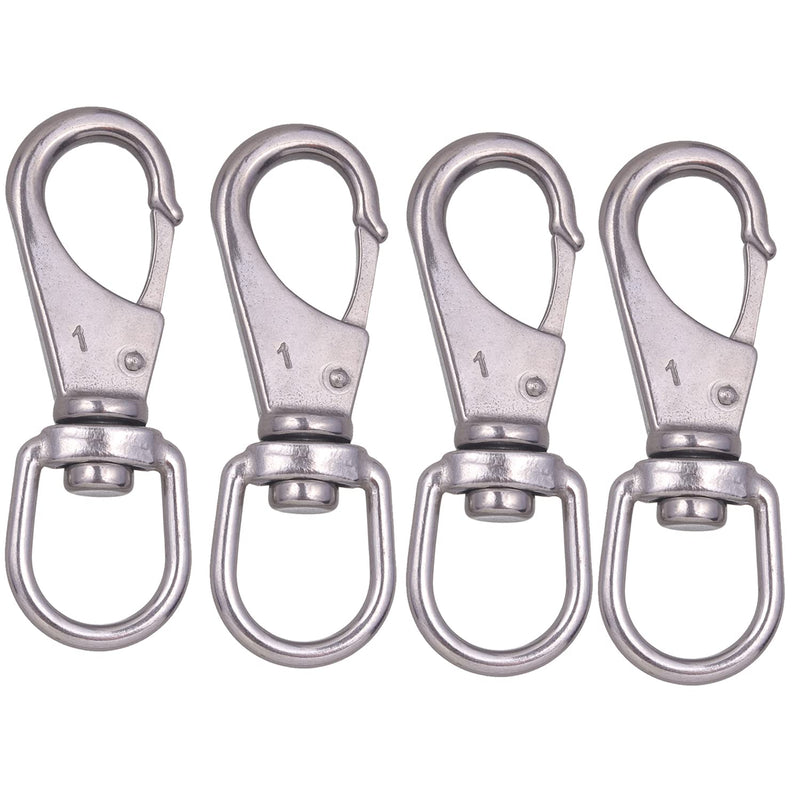 [Australia - AusPower] - Stainless Steel Swivel Eye Snap Hook, 4 Pack (3.5 Inch) Heavy Duty Scuba Diving Clips, Flag Pole Clips, Spring Hooks for Bird Feeders, Pet Chains (4 Pcs(3.5 Inch)) 