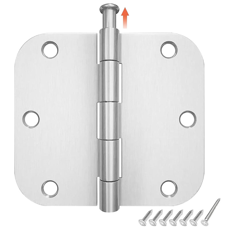 [Australia - AusPower] - 3 Pack Rounded Door Hinges Brushed Nickel 3.5 x 3.5 inch with 5/8 Radius, Satin Nickel 3 1/2 Interior Door Hinges, 3 ½"x 3 ½" Silver Hardware 3 Pack Brushed Nickel-5/8 Radius 