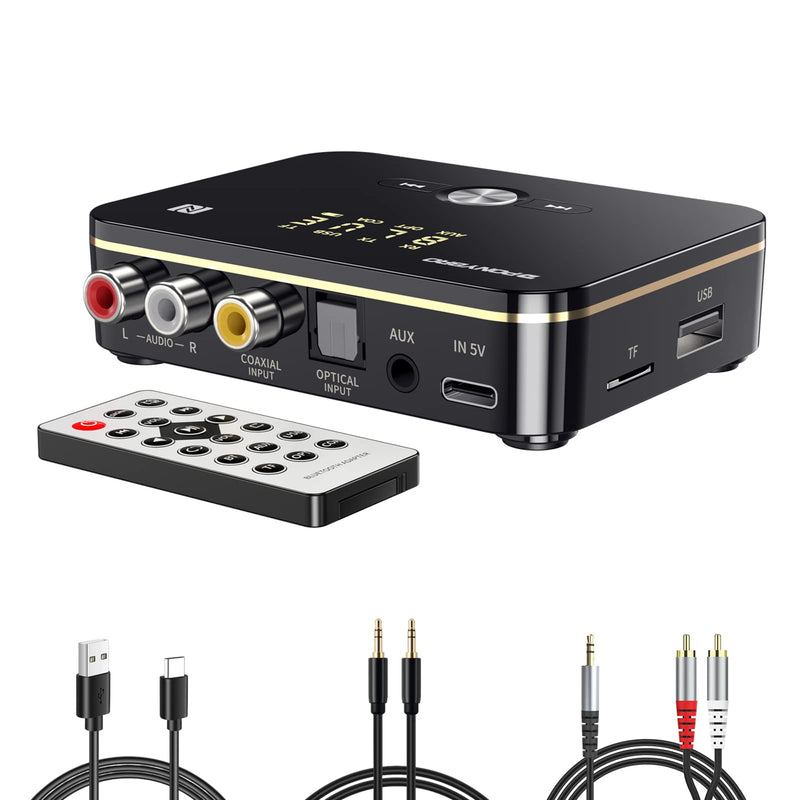 [Australia - AusPower] - Bluetooth 5.0 Audio Receiver Transmitter 2 in 1 with Remote, Bluetooth Hi-Fi Audio Adapter with 3.5mm＆RCA,COAXIAL,Optical,NFC,Aptx-LL for Home and Car Stereo, AV Receiver or Amplifier 