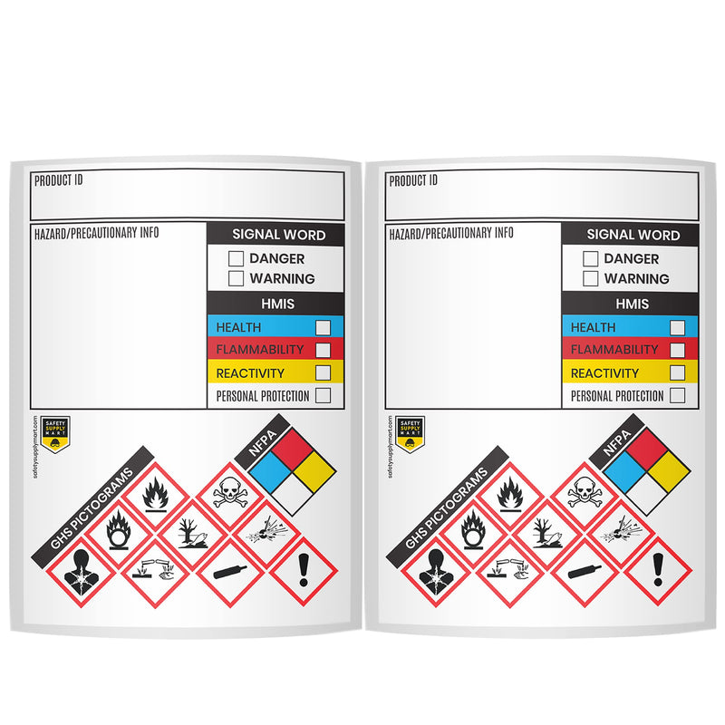 SDS OSHA Data Labels 4 x 3 Inches, 2 Rolls of 250 (500 Total) | GHS Pictogram Stickers with Perforated Edges | HMIS & Hazard Compliant for Chemical Safety & Secondary Containers