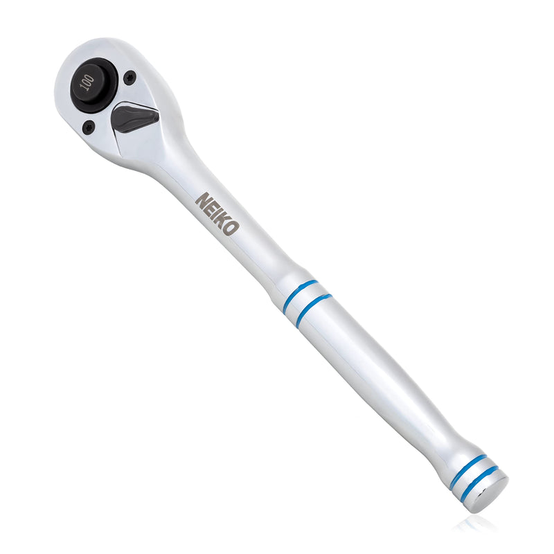 [Australia - AusPower] - Neiko 03117A 1/2 Inch Ratchet Wrench, 100-Tooth Reversible Ratchet, 3.6 Degree, Quick Release 1/2 Drive Ratchet, 10" Long Handle Ratchet, Oval Head Socket Wrench, CR-V Steel Half Inch Rachet Wrench 1/2" Drive 10" Length, 100-Tooth 