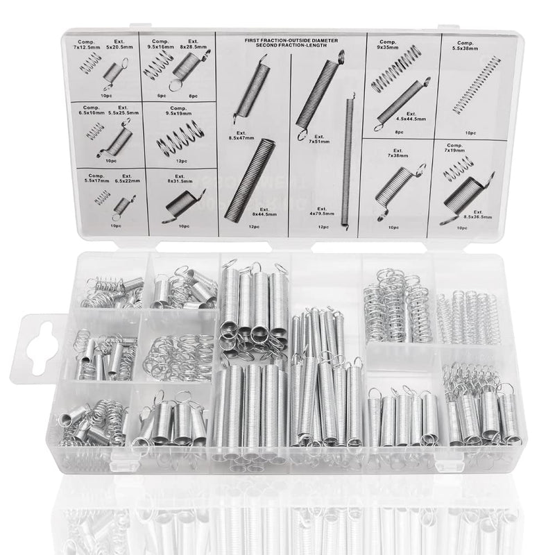[Australia - AusPower] - 200PCS Spring Assortment Kit 20 Different Sizes Mini Zinc Plated Steel Compression and Extension Springs for DIY Repair Project K-P-038 