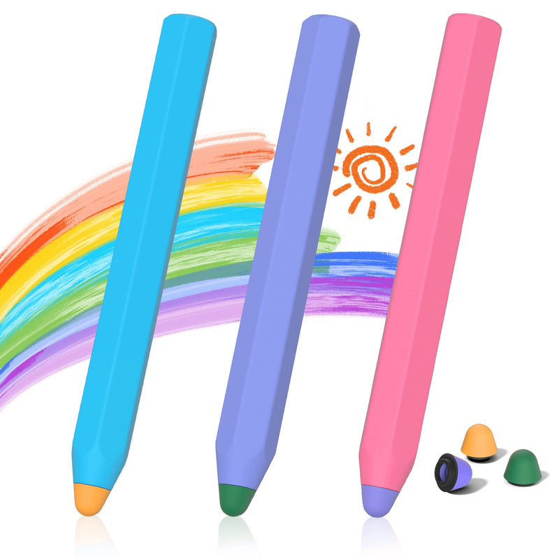 [Australia - AusPower] - Kids Stylus Pens for Touch Screens, Crayon Stylus Pen for Kids with 3 Extra Tips Compatible with iPad Air Mini Pro, iPhone, Dragon Touch, Android Tablet, Kids Edition Tablet(3 Pack) (red/Blue/Purple) red/blue/purple 