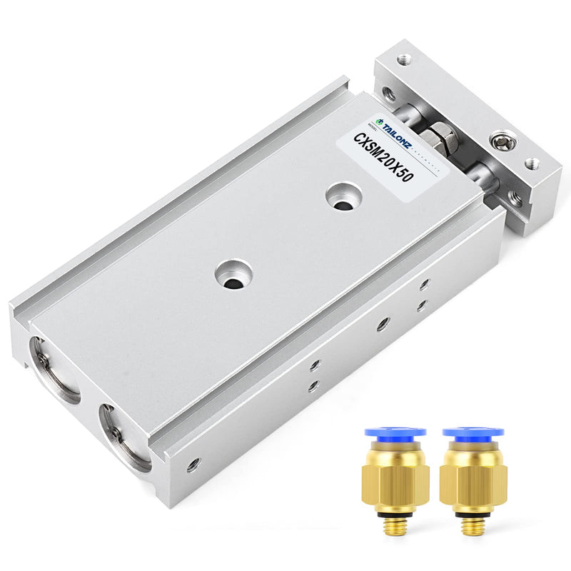 [Australia - AusPower] - TAILONZ PNEUMATIC 20mm Bore 50mm Stroke Aluminum Double Shaft Double Rod Cylinder Small air Cylinder CXSM20-50 