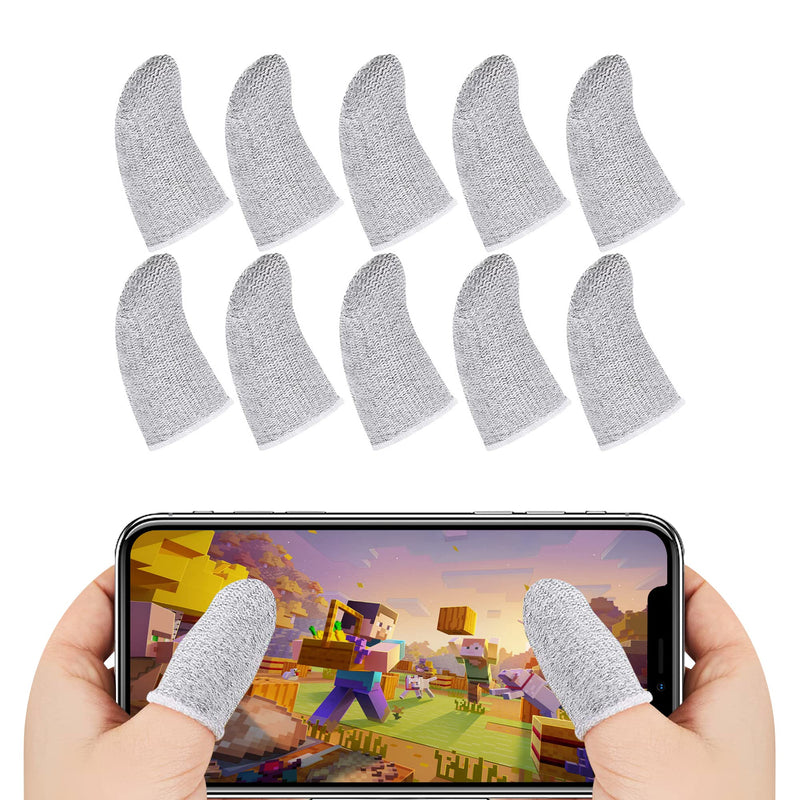[Australia - AusPower] - 10PCS Finger Sleeve for PUBG Mobile Game, 0.3mm Silver Fiber, Smooth Feel, Anti-Sweat, Extremely Thin Fit All Touchscreen Devices Gamer Thumb Protector/Stabilizer/Compression (White) White 