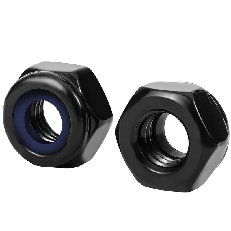[Australia - AusPower] - M6 Black Nylon Insert Hex Lock Nuts Locknuts, Stainless Steel 18-8 (304), Black Oxide, 50 PCS M6-1 