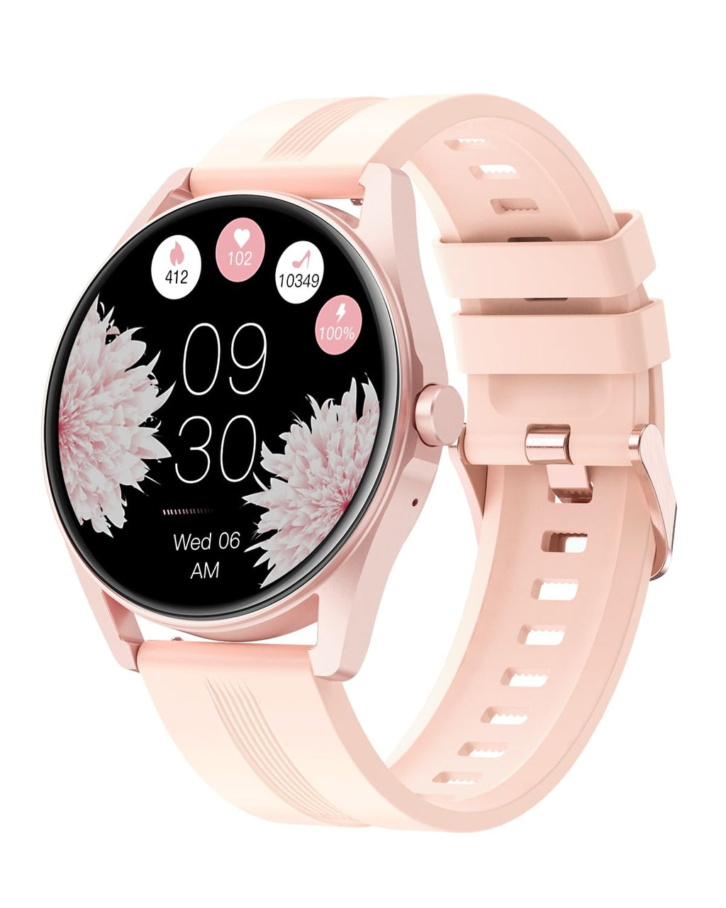 [Australia - AusPower] - HUAKUA Smart Watches for Women Men (Answer/Make Calls) Compatible with iPhone/Android Phones, Reloj para Mujer Hombre Round Fitness Tracker with Heart Rate Monitor Sleep/Steps Tracker Waterproof Pink 