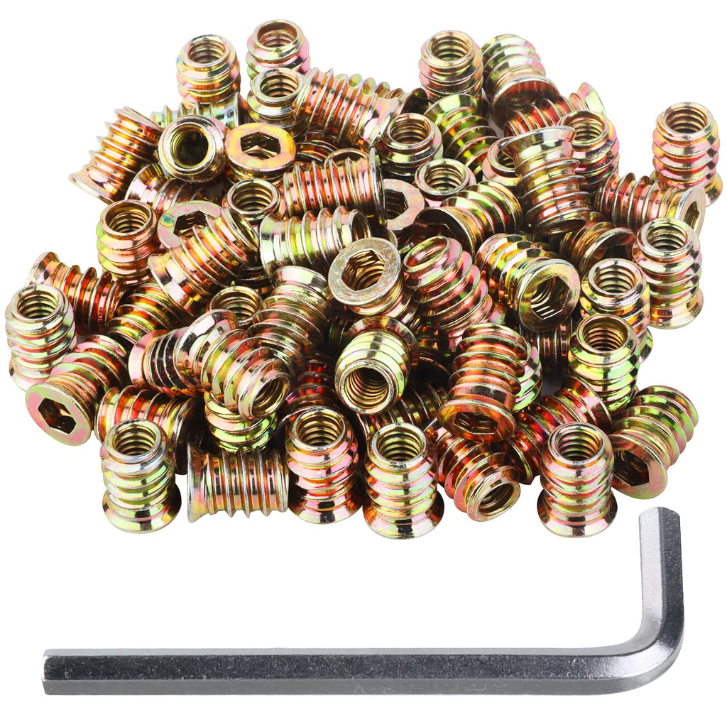 60PCS 1/4-20 Threaded Inserts for Wood *15mm, Exceptional Threaded Insert Nuts for Furniture, Wooden Products and Wooden Models 1/4-20*15mm-60Pcs