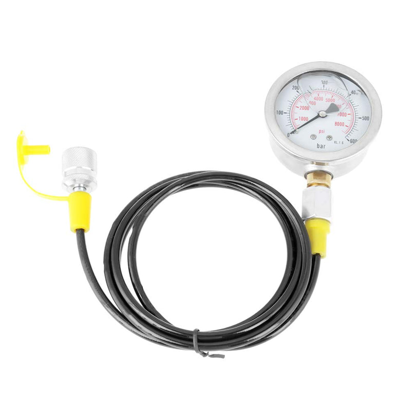 [Australia - AusPower] - Hydraulic Pressure Test Kit 40mpa Hydraulic Pressure Gauge 60p Hydraulic Pressure Test Kit,Hydraulic Hose Test Point Coupling M16*2-BSP1/4 + 0~600BAr 8500PSI Gauge Hose 