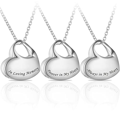 Decor Urns 3 Pack Cremation Jewelry for Ashes Heart Urn Necklaces for Ashes, Urn Locket for Ashes Memorial Urn Jewelry Waterproof Keepsake Pendant with Funnel Kit & Bag