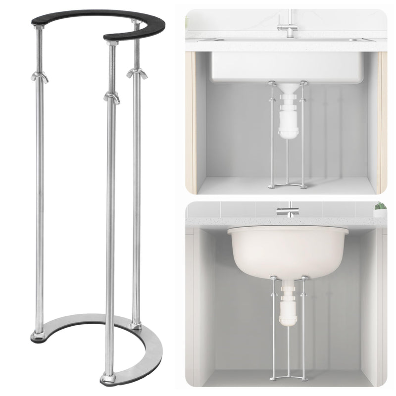 IRONWALLS Undermount Sink Brackets Stainless Steel, 15.7” to 27.5” Adjustable Under Sink Support Brackets, Bathroom Kitchen Sink Support Legs, Sink Repair System 1pc Support Leg (15.7"-27.5" Adjustable)