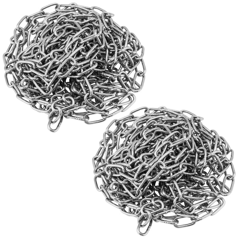[Australia - AusPower] - 2 PCS 5/64 Inch Stainless Steel Chain, 13feet Metal Chain Link, Metal Utility Chain Hanging Chain Safety Link Chain Ring Coil Chain for Outdoor Camping, Hanging, Pulling, Towing, Silver 