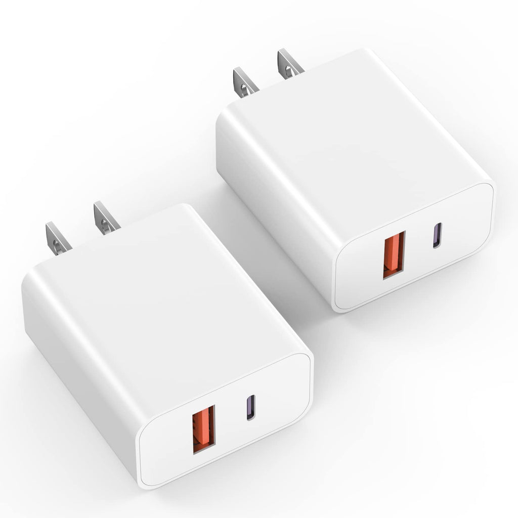 [Australia - AusPower] - iPhone Fast Charger,[Apple MFi Certified]2Pack 20W Dual Port USB-C + USB-A Power Delivery Wall Charger Block Plug Adapter for iPhone14/13/13Pro Max/12 Mini/12 Pro Max/11/XS/XR/X/8,iPad,AirPods Pro Max 