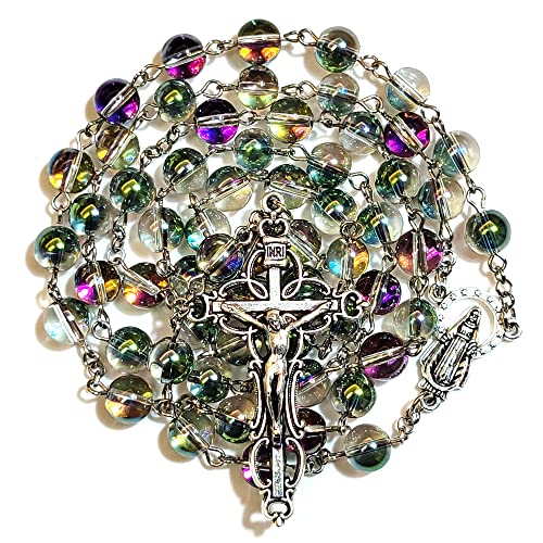 Rosary Beads Chaplet Dazzle Artificial Crystal Glass Rosery Cross Catholic gifts Multi
