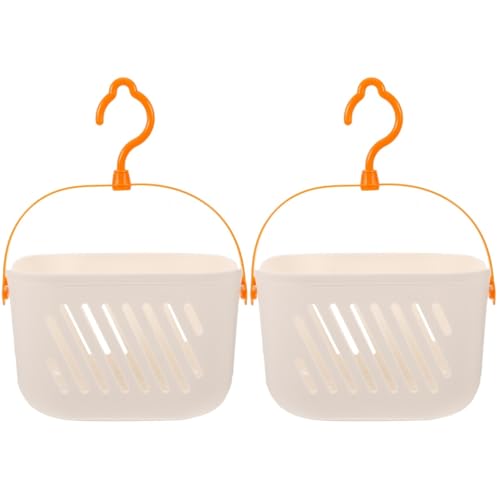 DOITOOL Hanging Shower Caddy, 2Pcs Plastic Mounted Shower Caddy Basket, Portable Kitchen Organizer Storage Organizer with Hook for Home Kitchen Bathroom, White