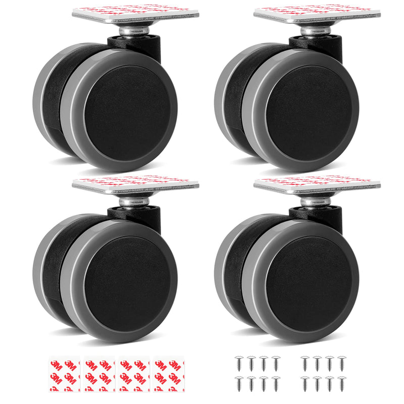 [Australia - AusPower] - Self Adhesive Caster Wheels Set for Trash Can, Storage Box (4PCS, 1.5") 