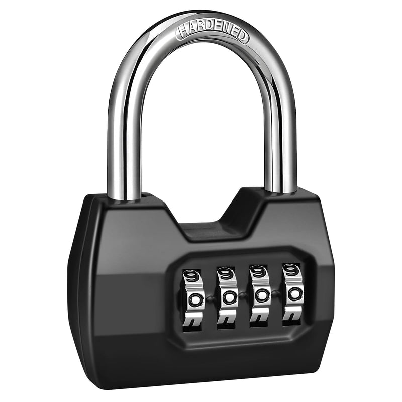 [Australia - AusPower] - 1 Pack disecu 4-Digit Combination Lock, Waterproof Outdoor Padlock for School Gym Locker, Fence, Gate, Shed, Storage Unit (Black) 1 Pack Black 