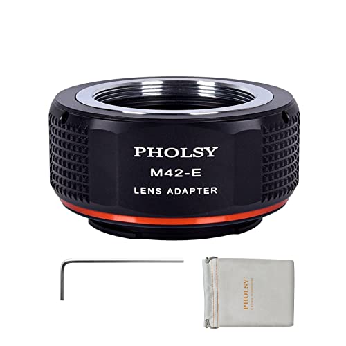 PHOLSY Lens Mount Adapter Compatible with M42 42mm Lens and Sony E Camera M42 to Sony E
