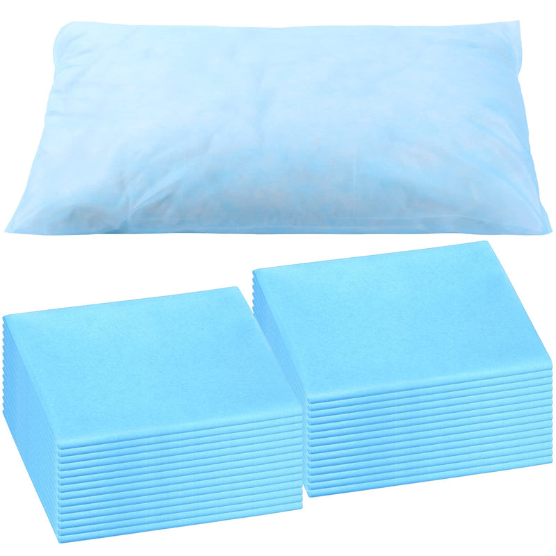 [Australia - AusPower] - 20 Pcs Disposable Pillow Case Medical Disposable Pillow Cover Travel Single Use Pillowcase Non Woven Fabric for Hospitals Hotels Home Bedroom Bedding Supplies, 32 x 20 Inches (Light Blue) Light Blue 