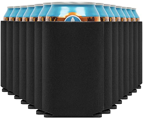 Blank Beer Can Cooler Sleeves (110-Pack) Soft Insulated Beer Can Coolies - HTV Friendly Blank Koolies in Bulk for Beer Cans & Bottles - Black Coolie Blanks for Vinyl Projects & Wedding Favors (Black) 110 Pack