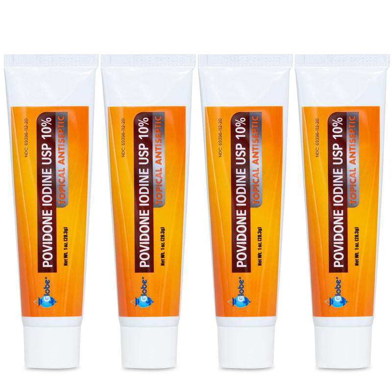 [Australia - AusPower] - Globe (4 Pack) Povidone Iodine 10% First Aid Ointment 1 Oz, for Cuts Scrapes Burns (Compare to Betadine) 