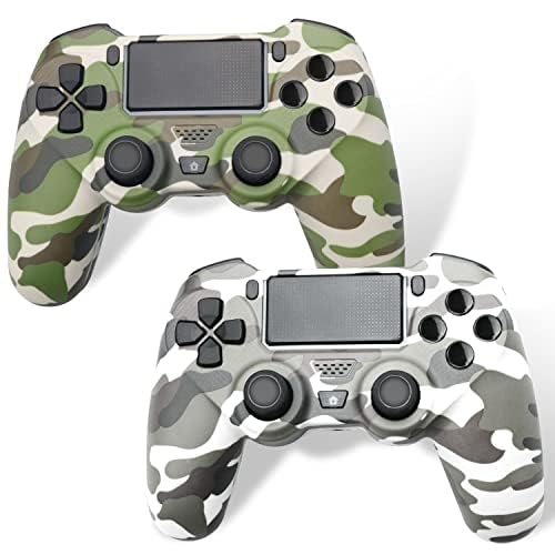 [Australia - AusPower] - 2 Pack Wireless PS4 Controller for Playstation 4/Slim/Pro with 1000mah Battery/Dual Vibration/Audio Jack/Six-axis Motion Sensor(Camouflage Grey and Camouflage Green) 