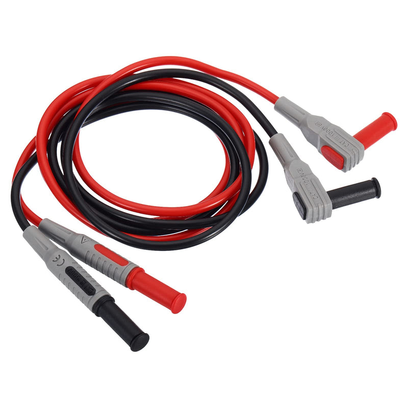 [Australia - AusPower] - PATIKIL Multimeter Test Lead Set, 1000V/15A 4mm Banana Plug Male to Male Straight Angle to Right Cable Line Wire for Electrical Testing, Black Red 