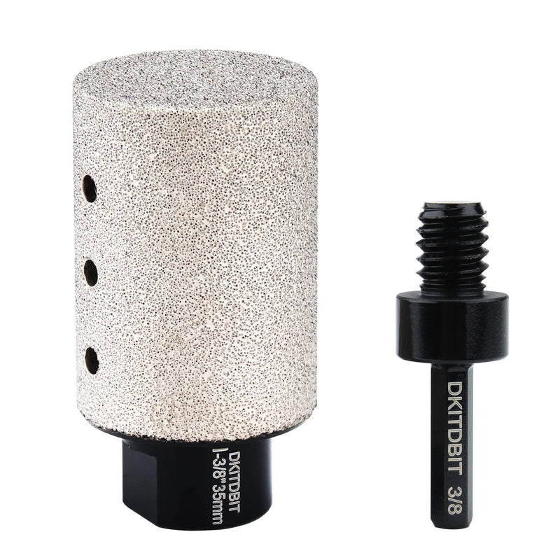 Diamond Coated Finger Bit, 1-3/8" Tile Milling Bit to Enlarge Polish Shape Holes on Porcelain Ceramic Marble Granite Tile Countertop, with 5/8-11 Thread to 3/8" Hex Shank Adapter, Diameter 35mm 1-3/8”（35mm）
