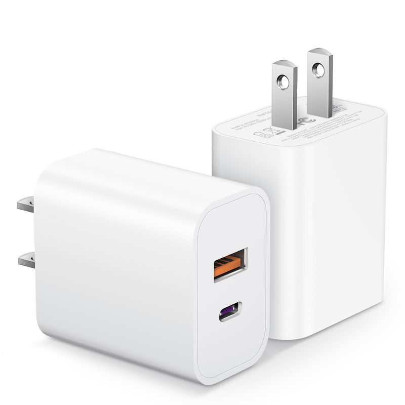 [Australia - AusPower] - [2 Pack] USB C Wall Charger Block【Apple MFi Certified】Dual Port PD Power Adapter Fast Charging Block for iPhone 14/14 Pro/14 Pro Max/14 Plus/13/12/11, XS/X, iPad, Google Pixel, Samsung Galaxy and More 