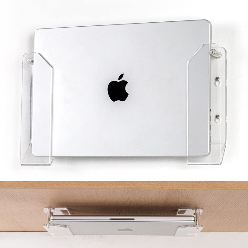 [Australia - AusPower] - SIPRDE Wall Mount Laptop Holder - Also Available as an Under Desk Laptop Mount, Clear Acrylic, with Adhesive & Screw, for Macbooks, Surface, Keyboards, Switch, Tablets & More 